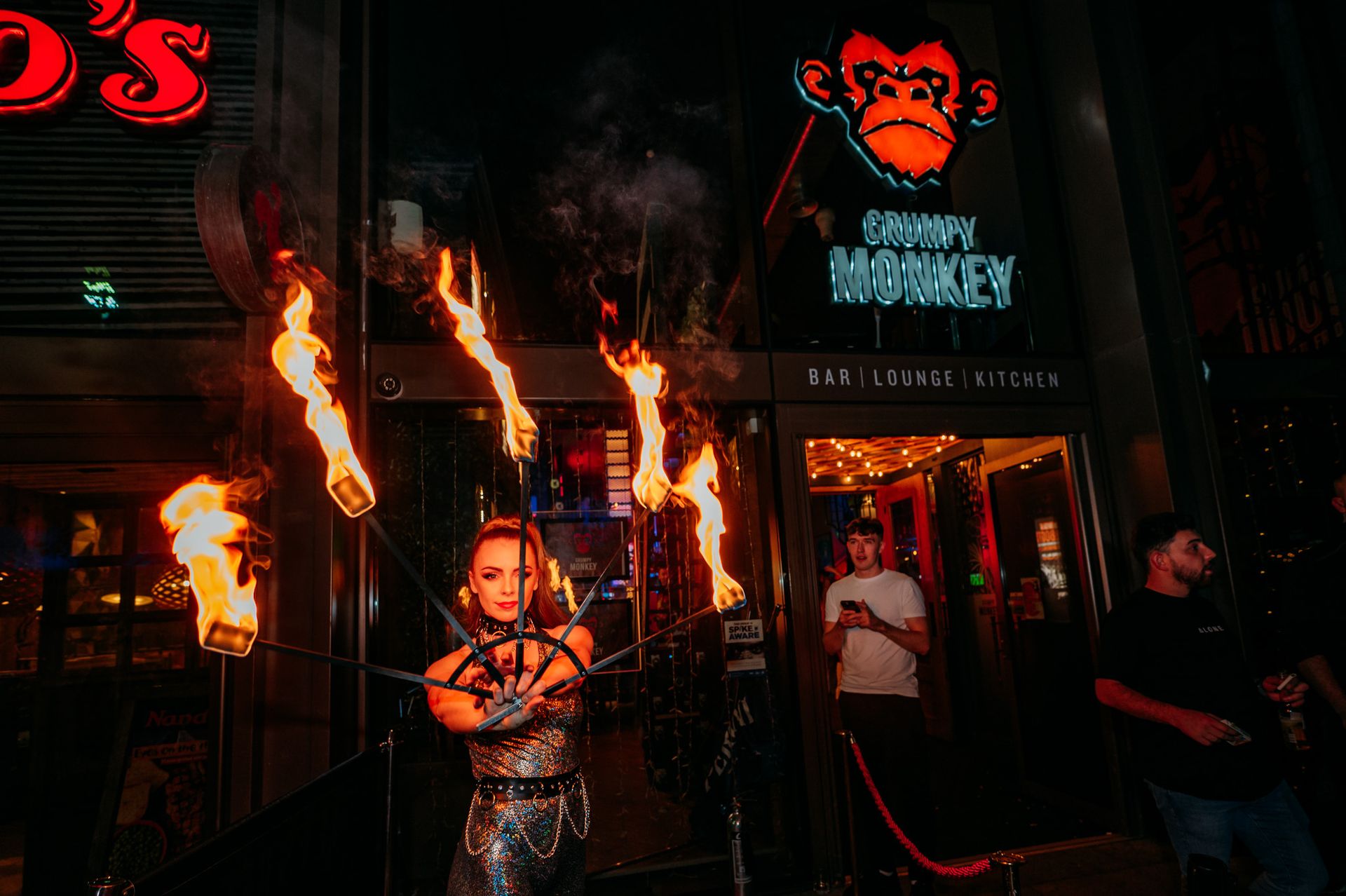 Flair bartender with fire
